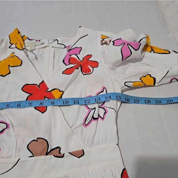 Ted Baker White Floral Wrapping Mini Dress Size 0 - Picture 9 of 13